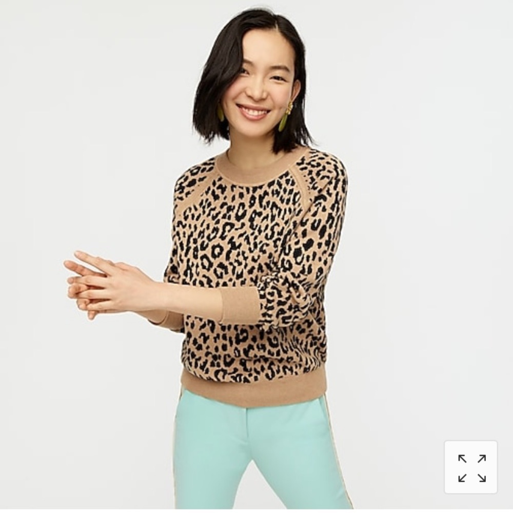 J.Crew Boyfriend Crewneck Sweater Leopard-Print